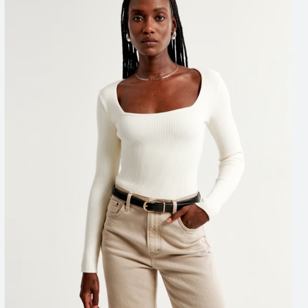Long-Sleeve Ottoman Squareneck Bodysuit